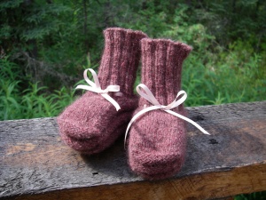 Baby booties on the porch