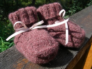 Baby booties with cuffs turned down